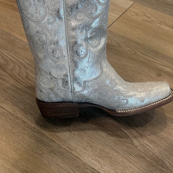JB Dillon Reserve NWT Womens 8 Silver Glitter Embroidered Cowgirl Western Boots - Picture 11 of 15